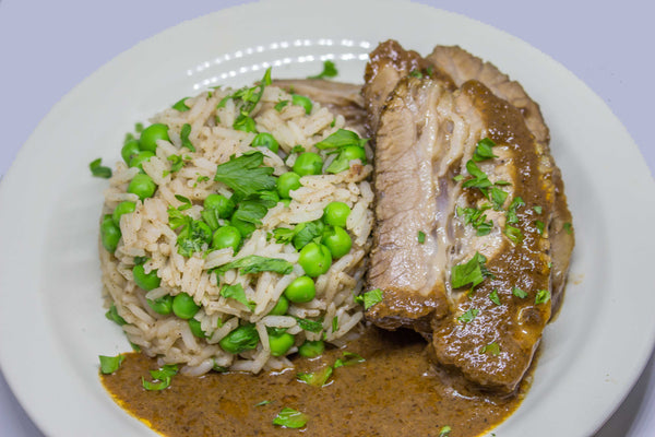 Chana Masala Braised Brisket with Spiced Rice