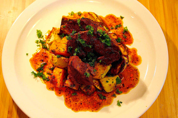 Lahmajoun Braised Lamb With Winter Vegetable Ragout