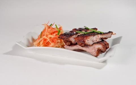 Saha Red Curry Glazed Ribs with Daikon and Carrot Slaw