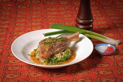 Lamb Shanks, Saha-Style with Warm Bulghar Salad