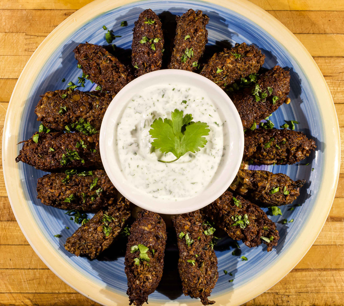 Spiced Zucchini and Lentil Fritters with Lime-Cilantro Yogurt